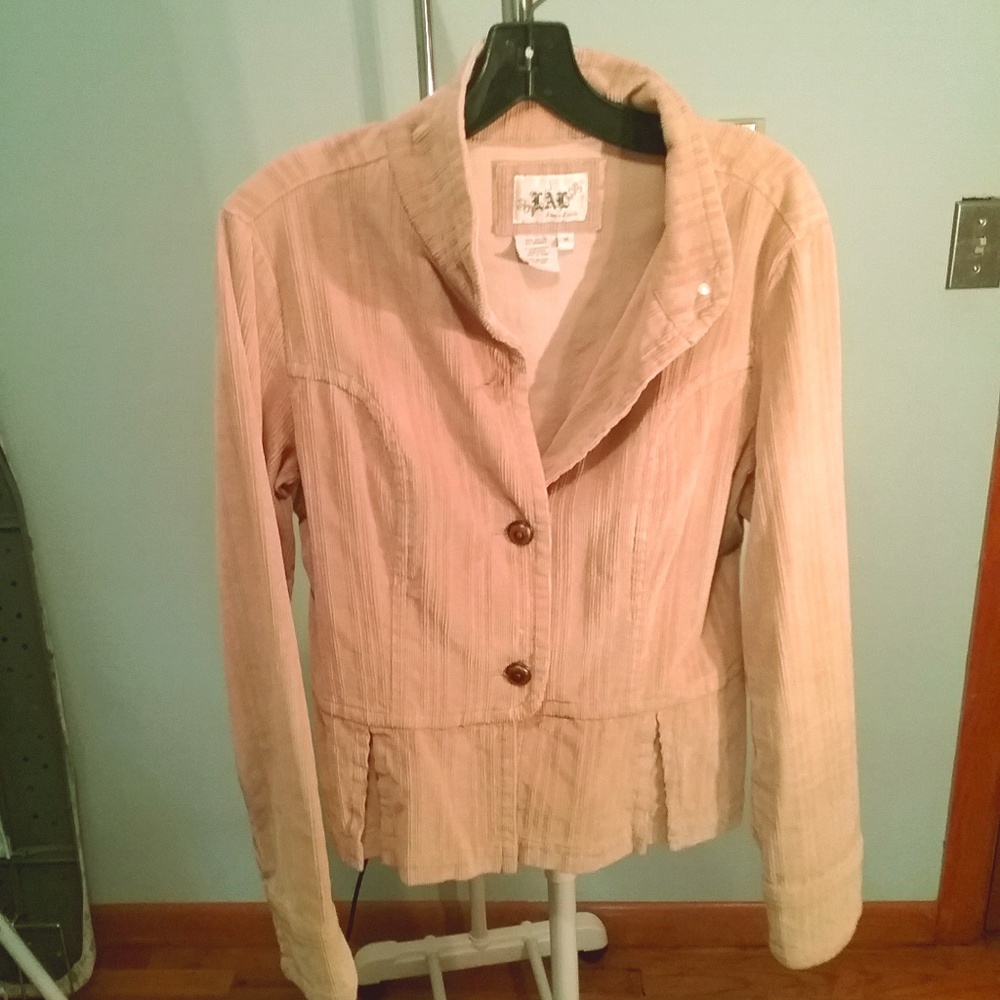 Tan Pleated Corduroy Jacket. Medium